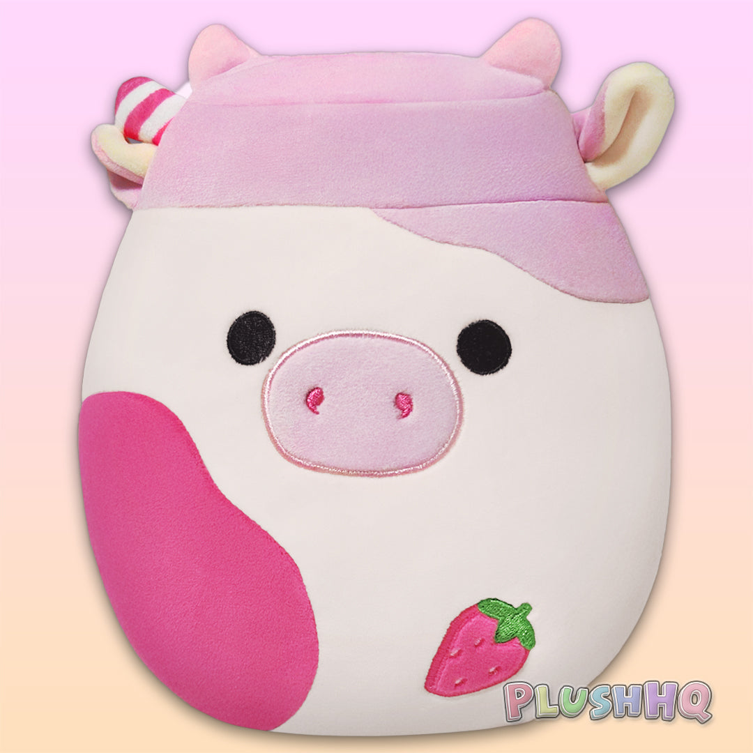 Squishmallows 8-Inch Select Series Caedyn the Strawberry Milk Scented Cow
