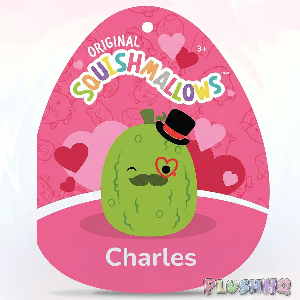 Squishmallows 8-Inch Charles the Pickle Heart Monocle