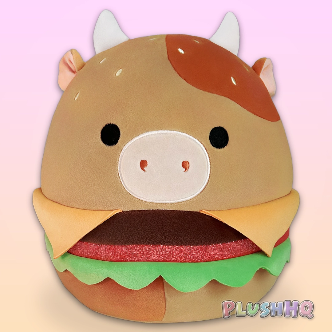 Squishmallows 12-Inch Delmar the Cow Burger