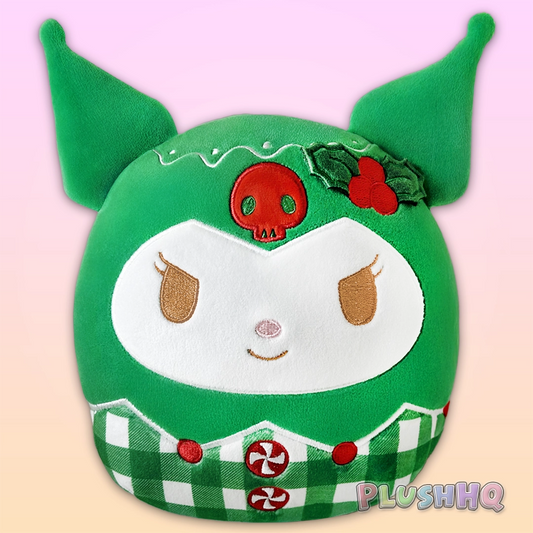 Squishmallows 8-Inch Sanrio Kuromi Festive Christmas Green Plaid