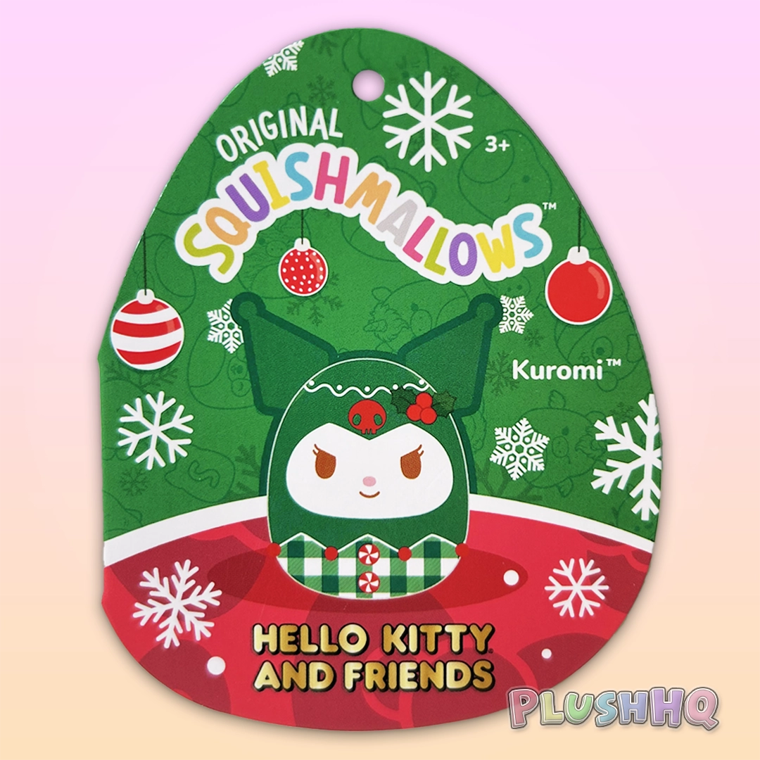 Squishmallows 8-Inch Sanrio Kuromi Festive Christmas Green Plaid