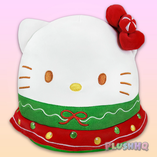 Squishmallows 8-Inch Sanrio Hello Kitty in Christmas Ornament Skirt