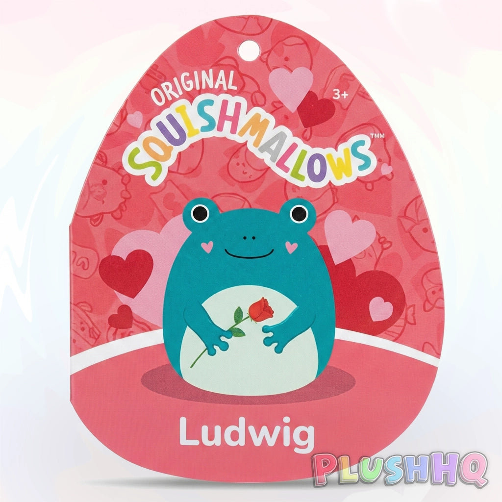 Squishmallows 8-Inch Ludwig the Frog with Rose