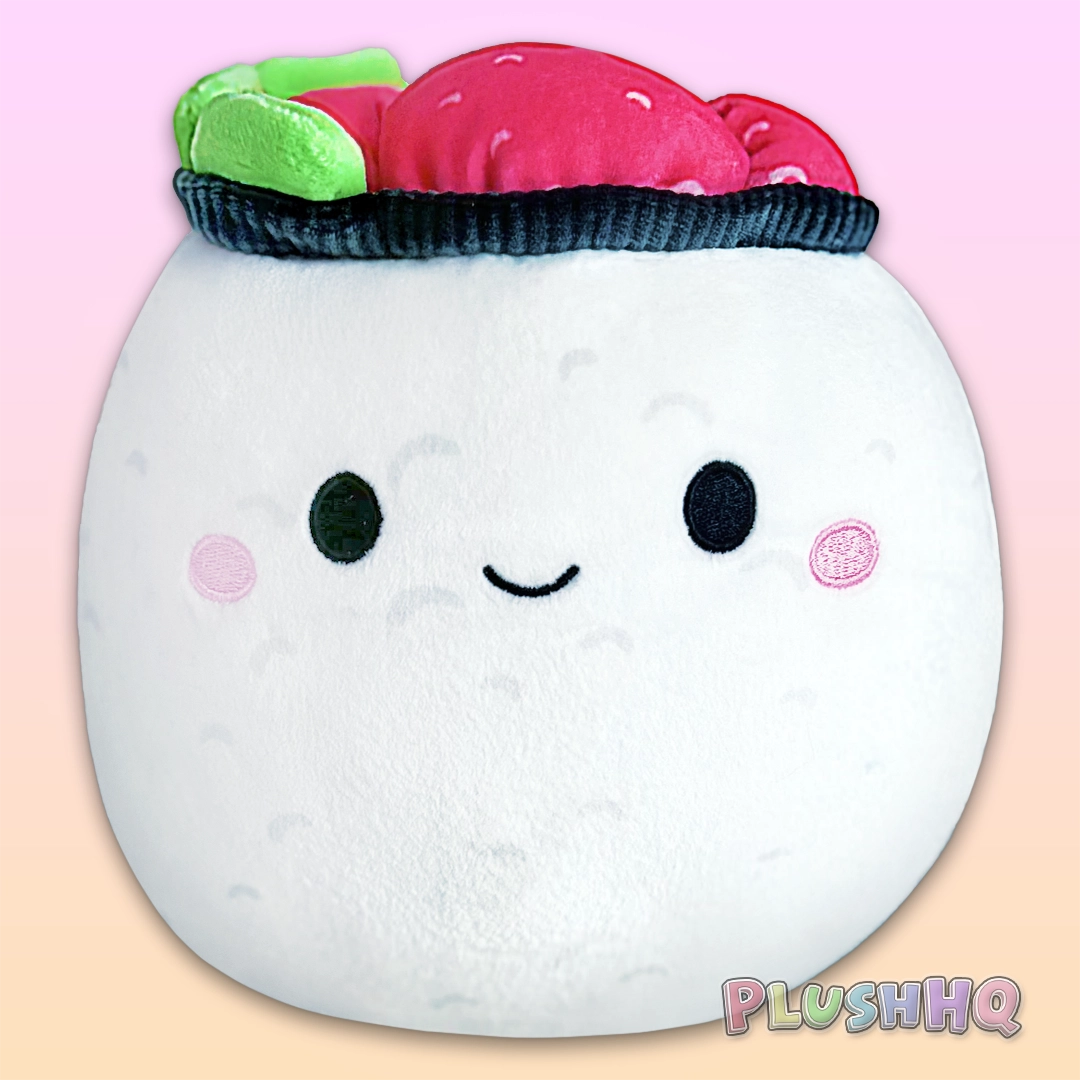 Squishmallows 6.5-Inch Shun the Sushi Dog Toy with Squeaker