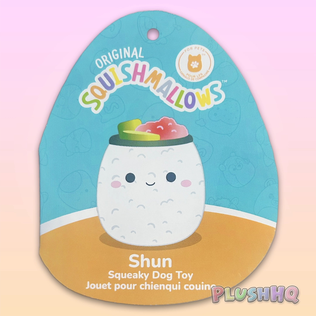 Squishmallows 6.5-Inch Shun the Sushi Dog Toy with Squeaker