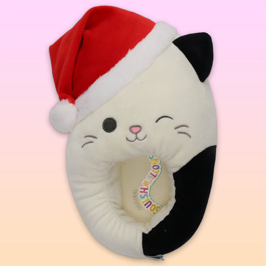 Squishmallows Cam the Cat with Santa Hat Slippers Women's Size 9-10