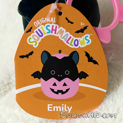 Squishmallows 3.5-Inch Clip Emily the Bat Pink Jack-O-Lantern