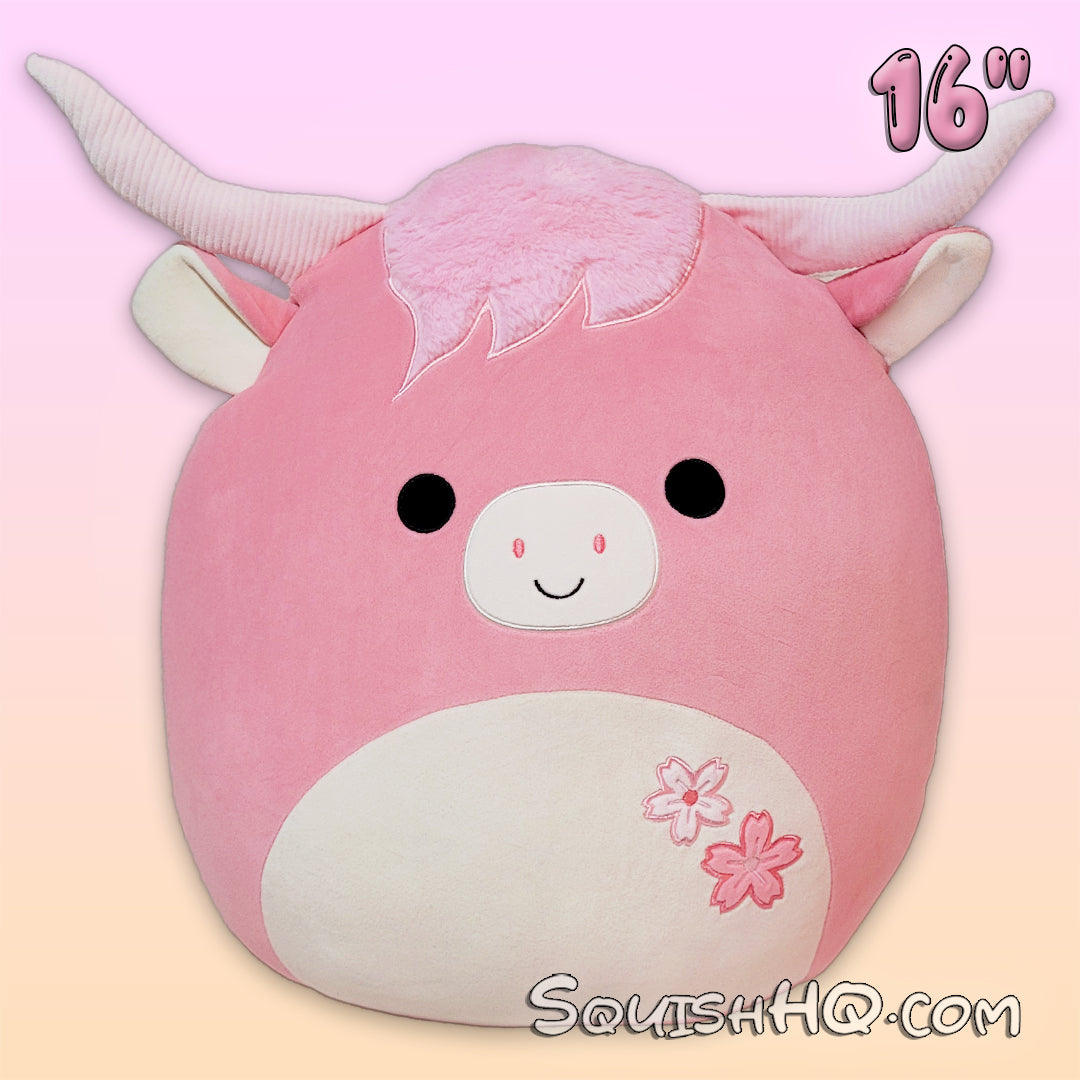 Squishmallows 16-Inch Fitzwilliam the Bull with Sakura Flowers