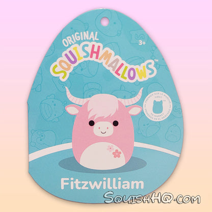 Squishmallows 16-Inch Fitzwilliam the Bull with Sakura Flowers