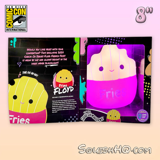 Squishmallows 8-Inch Floyd the French Fry Blacklight SDCC 2024 Jazwares Exclusive