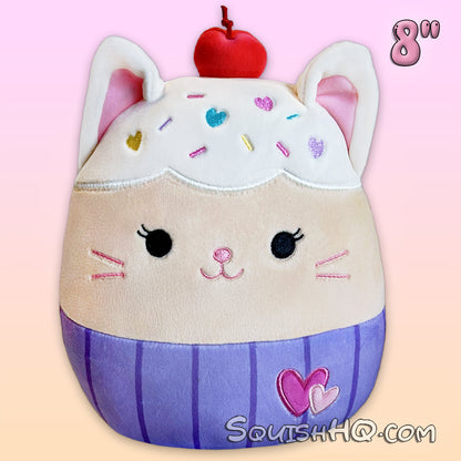 Squishmallows 8-Inch Miriam the Cupcake Cat with Hearts