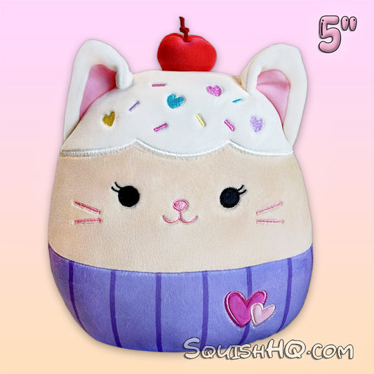 Squishmallows 5-Inch Miriam the Cupcake Cat Hearts