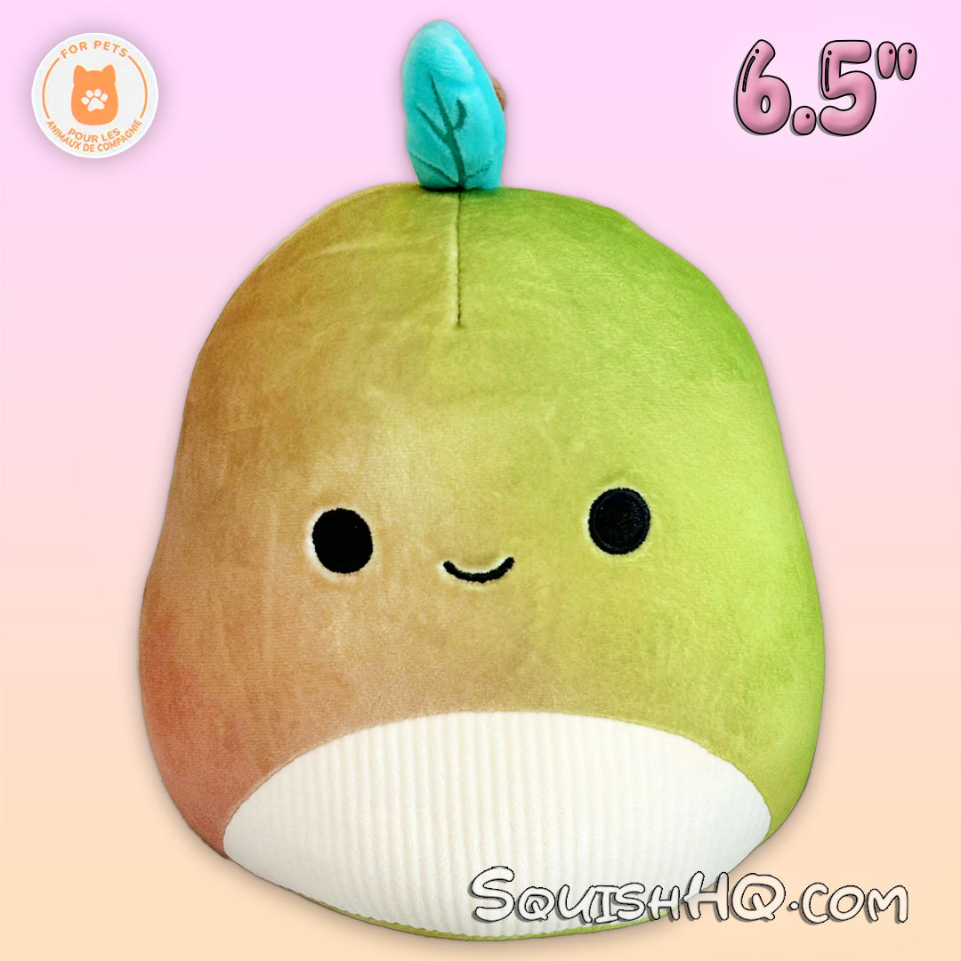 Squishmallows 6.5-Inch Olexa the Pear Dog Toy with Squeaker