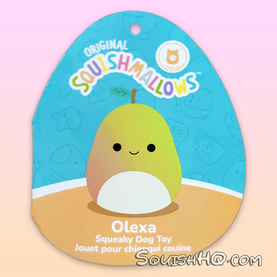 Squishmallows 6.5-Inch Olexa the Pear Dog Toy with Squeaker