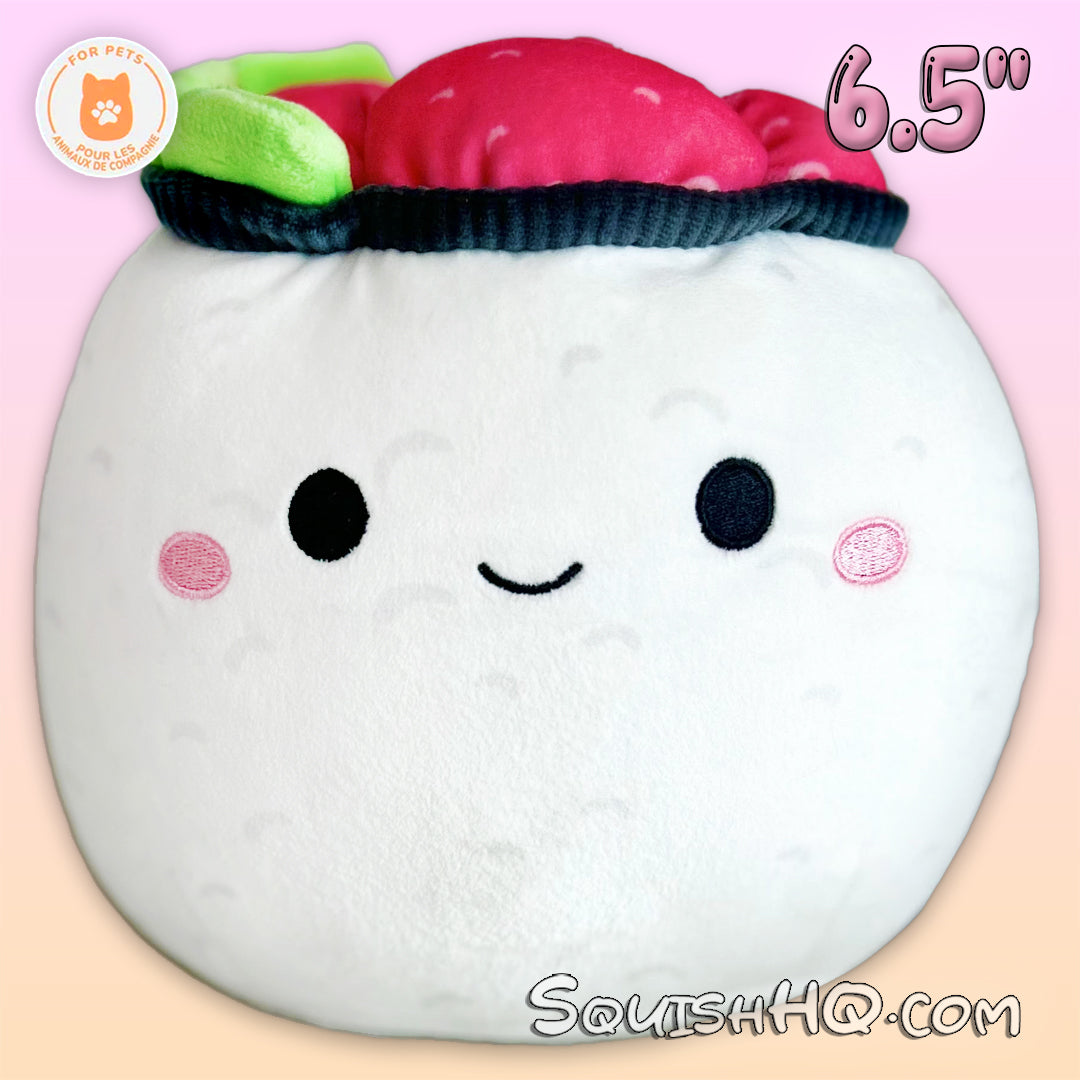 Squishmallows 6.5-Inch Shun the Sushi Dog Toy with Squeaker