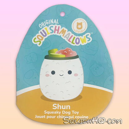 Squishmallows 6.5-Inch Shun the Sushi Dog Toy with Squeaker